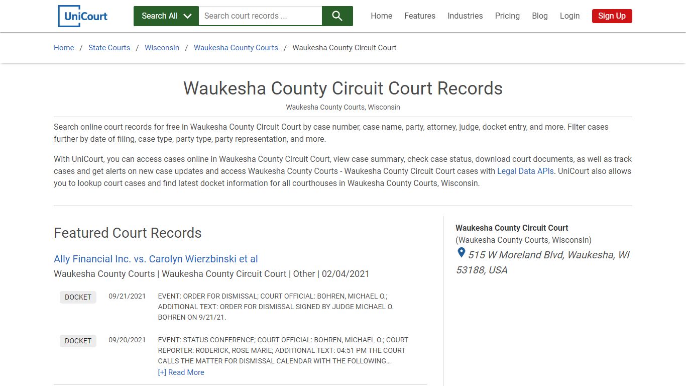 Waukesha County Circuit Court Records | Waukesha | UniCourt